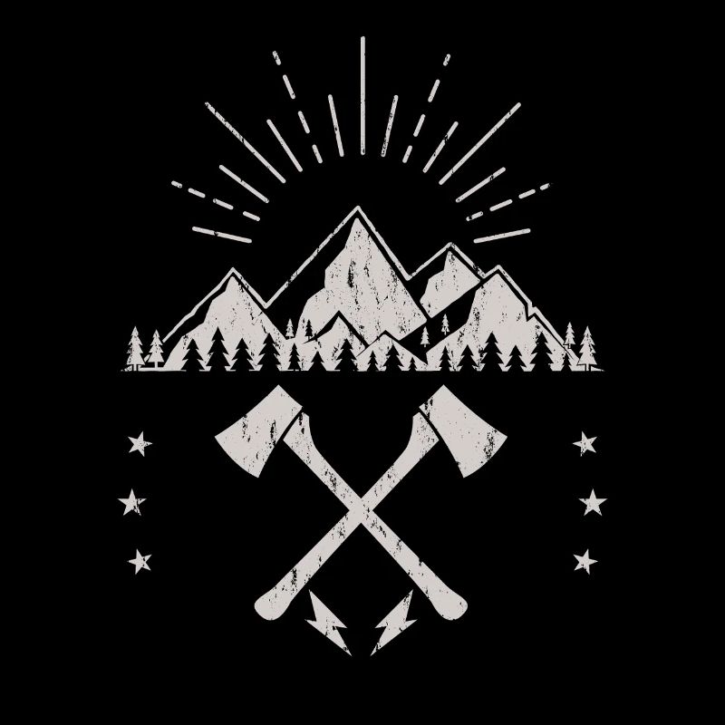 Robustes Berg-Sonnenaufgangsaxt-Emblem