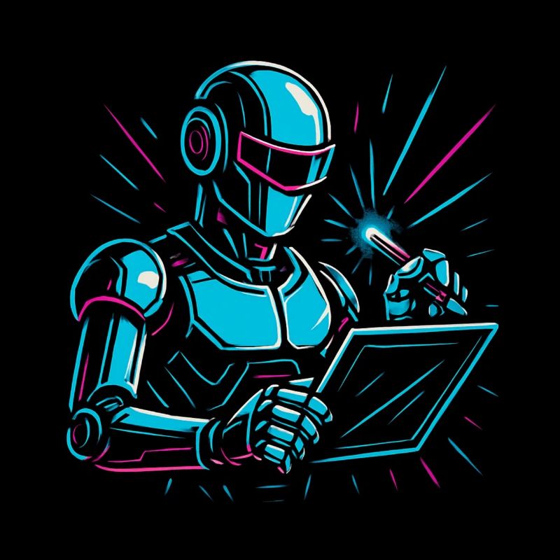 Roboter mit Laptop & Stift