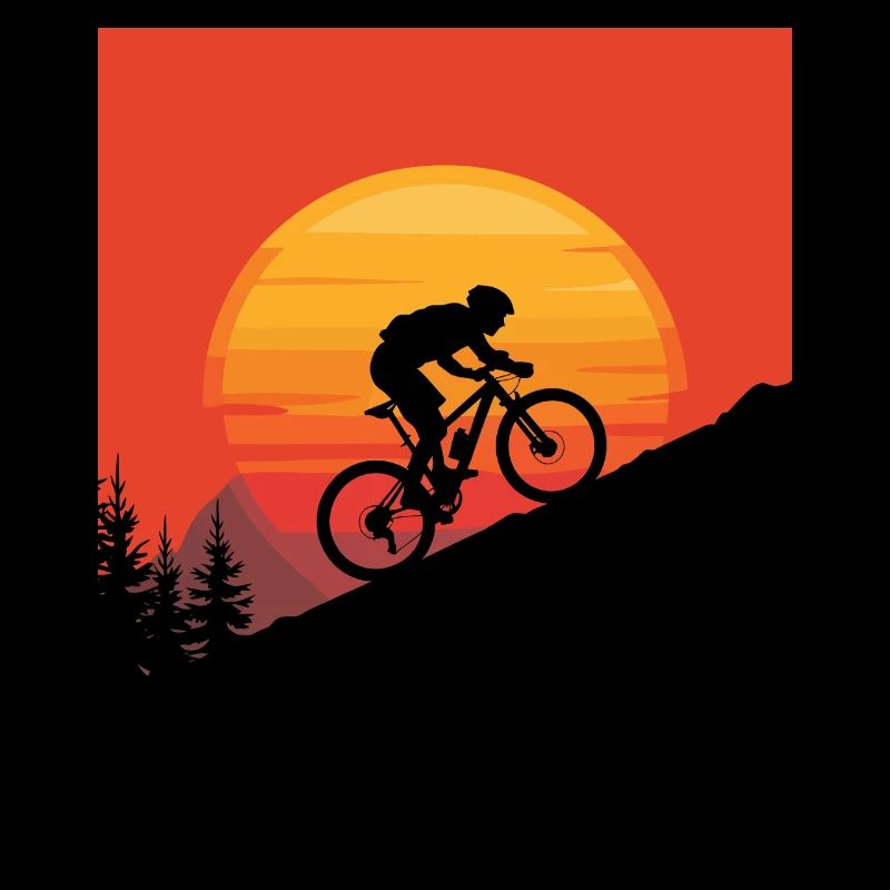 Mountain Biker Sunset Silhouette