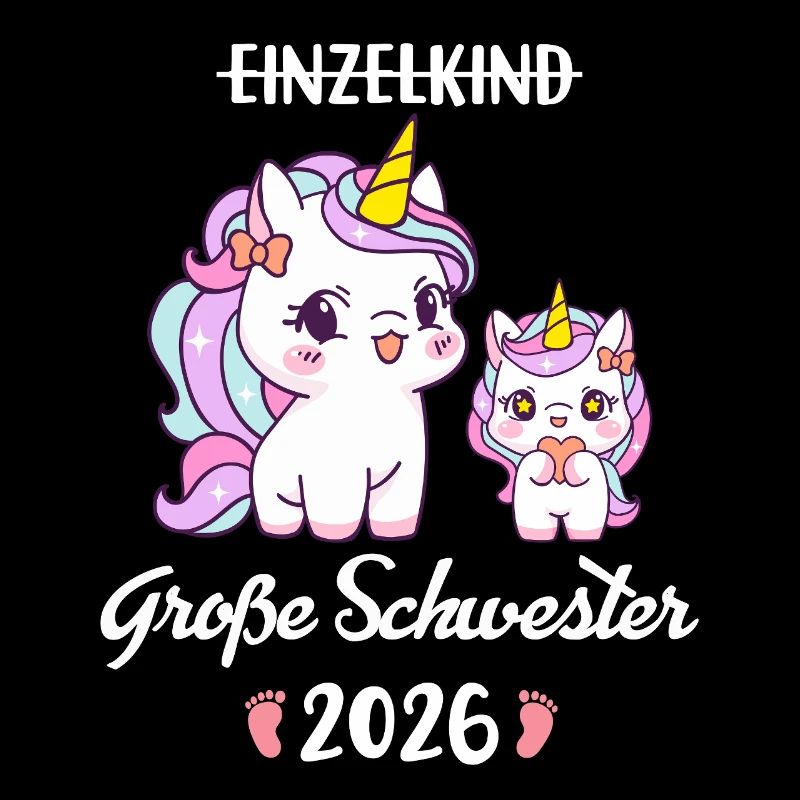 Einzelkind große Schwester 2026 Einhorn Mädchen