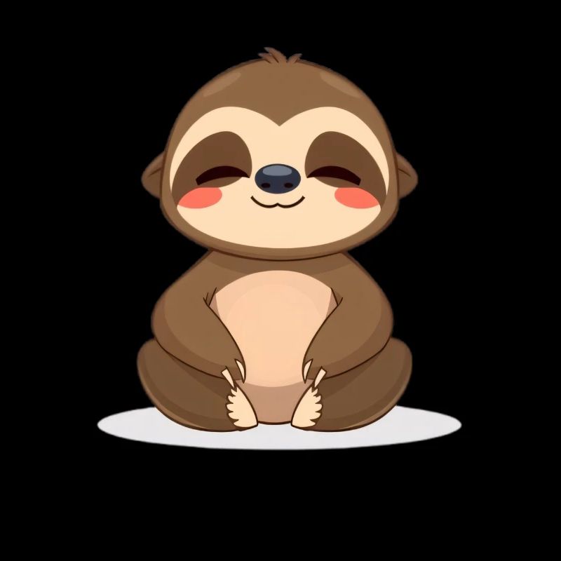 Cute Happy Sloth Meditating