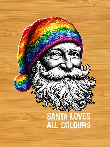 Vibrant Santa with Rainbow Hat