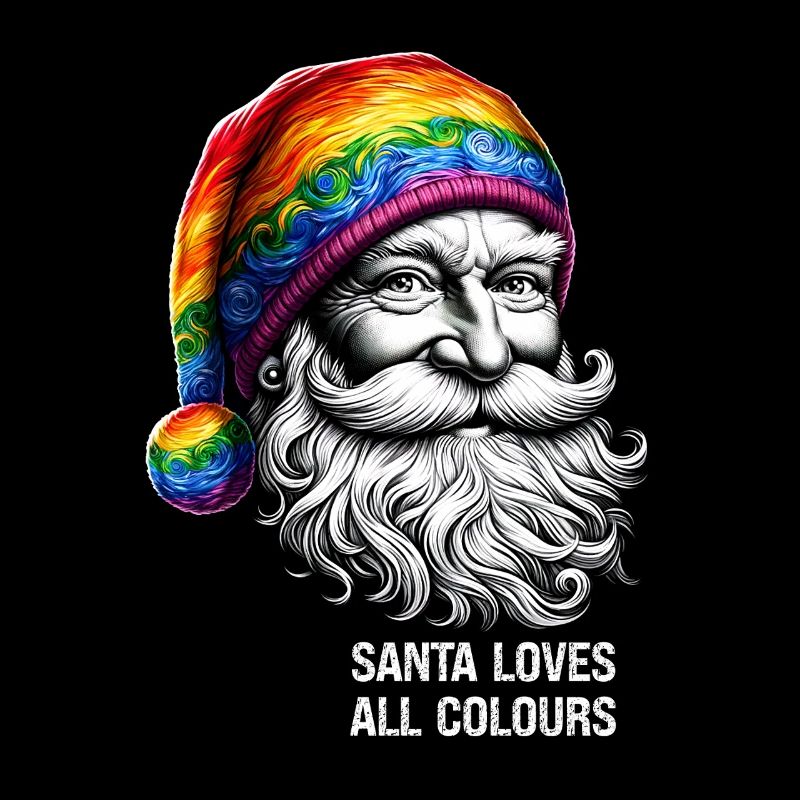 Lebendiger Weihnachtsmann mit Regenbogenhut