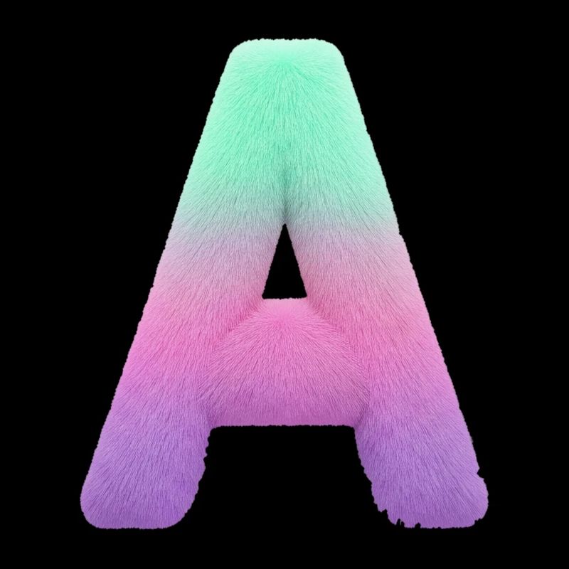 A letter with fur effect and pastel gradient