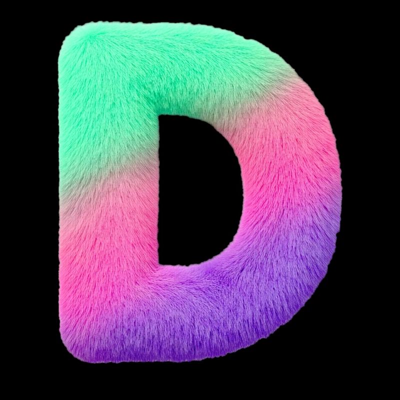 D - Lettre en aspect fourrure et dégradé de couleurs