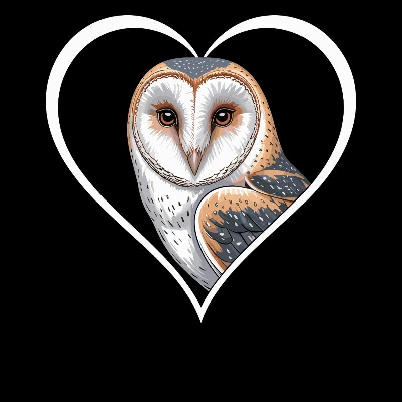 Porträt einer Eule im Herzrahmen