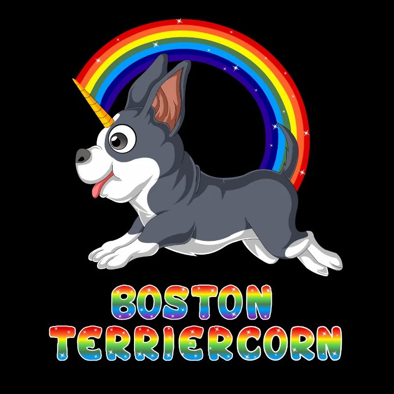 Conception ludique de licorne Boston Terrier