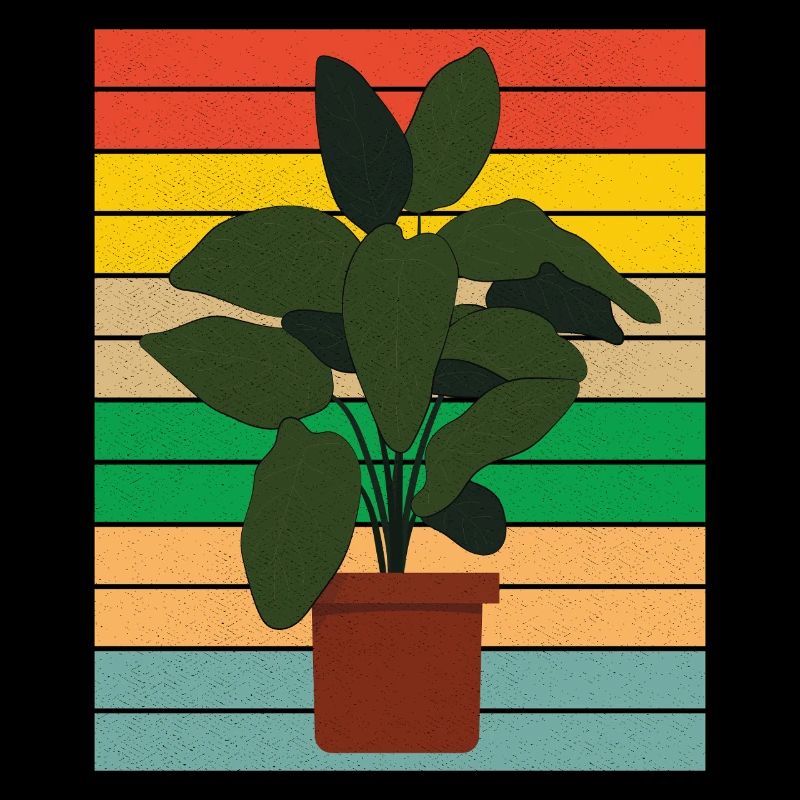 Plante d’intérieur en pot plat retro