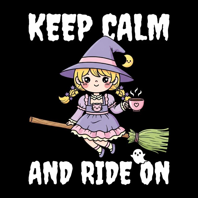 KEEP CALM AND RIDE ON - WITCH HALLOWEEN