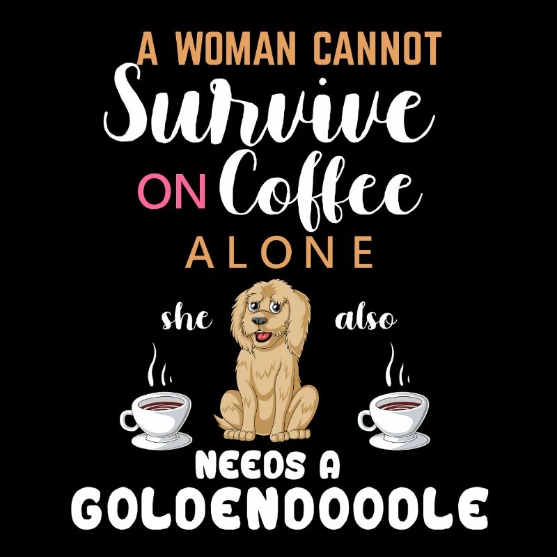 Femme aimant le café avec une citation de doodle doré