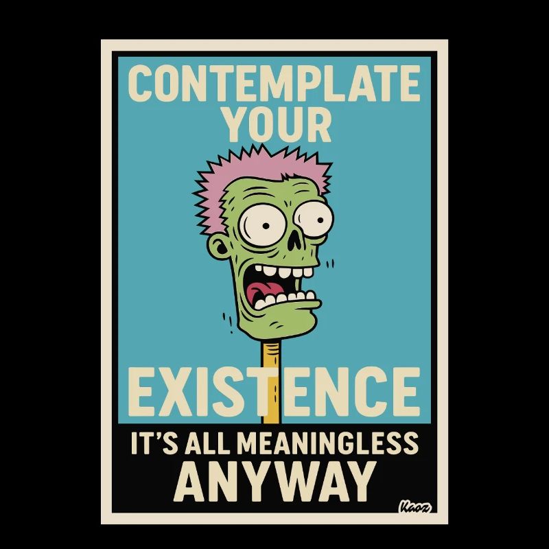 Contemplative Zombie Humour Poster