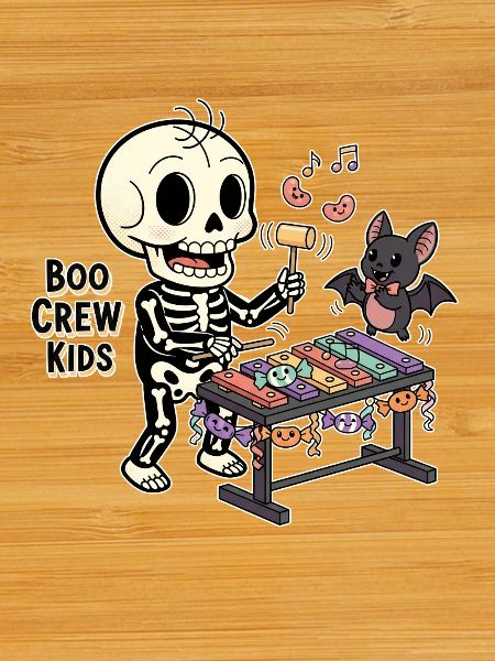 Skeleton with xylophone and bat