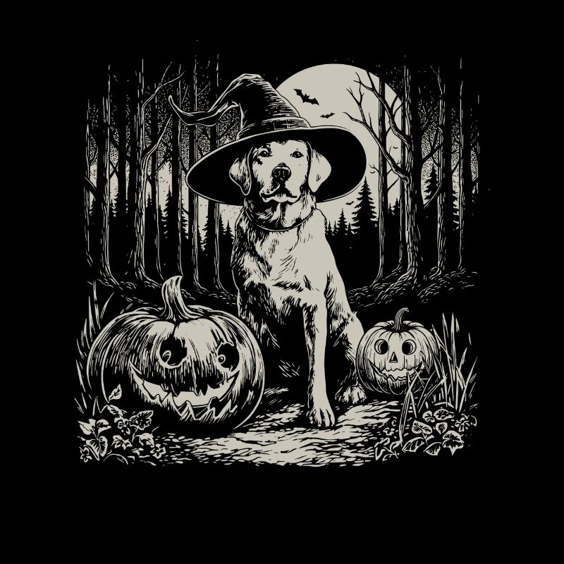Laboratoire effrayant avec un chapeau de sorcière dans la forêt d'Halloween
