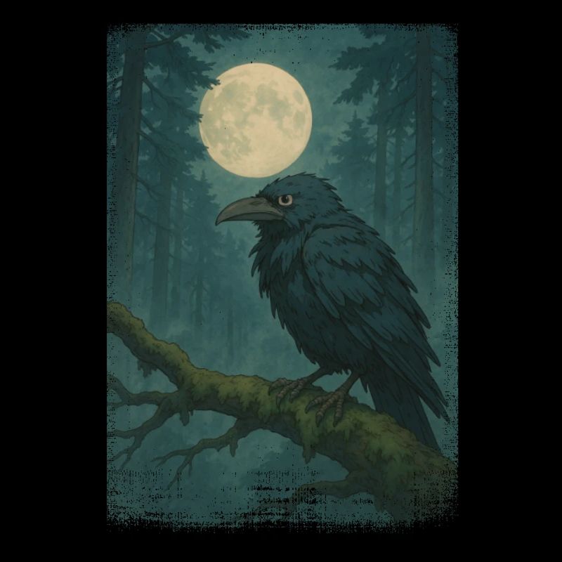 Mystischer Rabe Anime Mondheller Wald