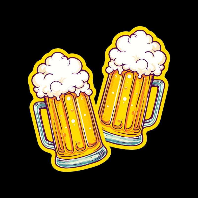 Two beer mugs toasting beer