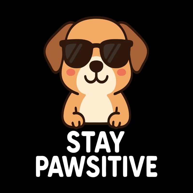 Cute dog with sunglasses and fun font