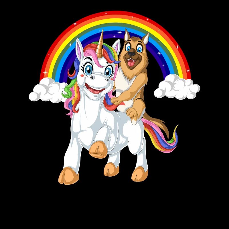 Deutscher Schäferhund auf Einhorn