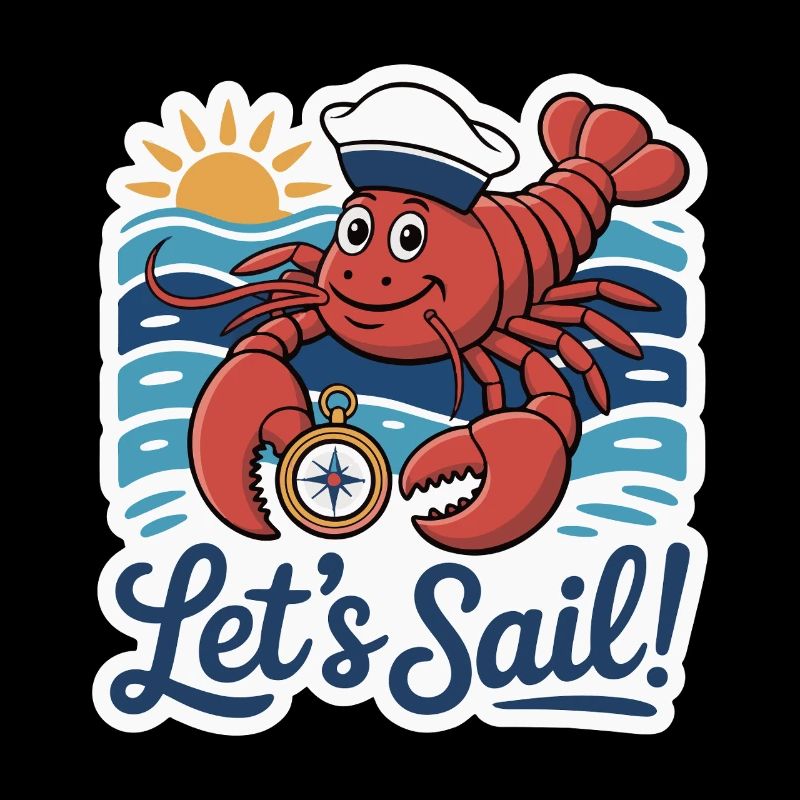 Lobster Sailor with Compass Illustration