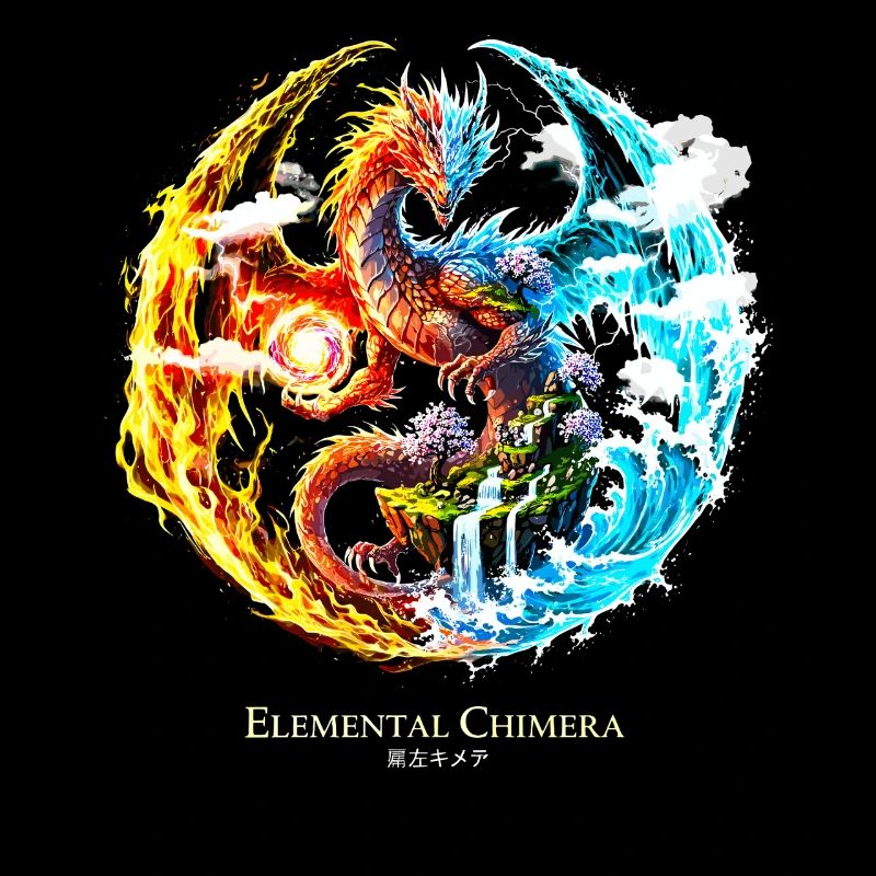 Chimère élémentaire – Dragon de feu et d’eau