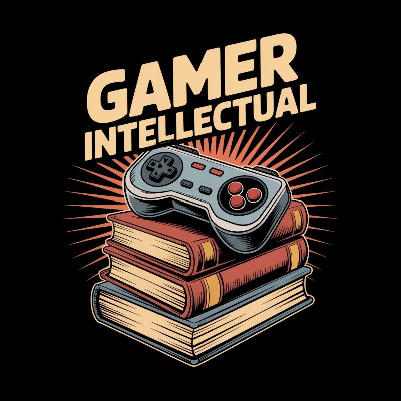 Gamer Intellectual Controller Bücherstapel