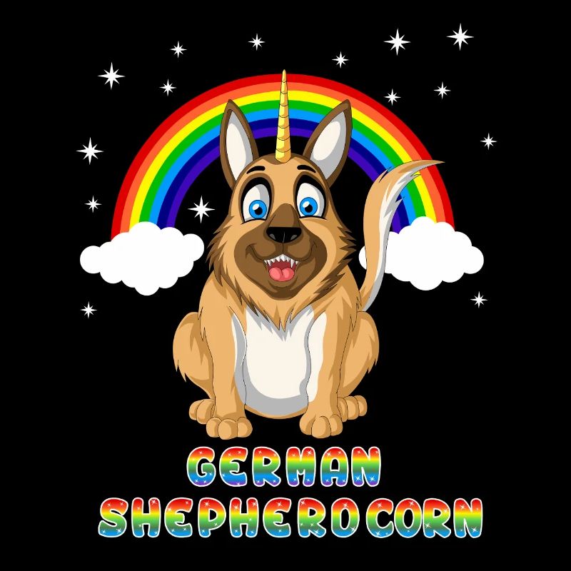 Deutscher Schäferhund Einhorn Regenbogen – Süße Hundefantasie