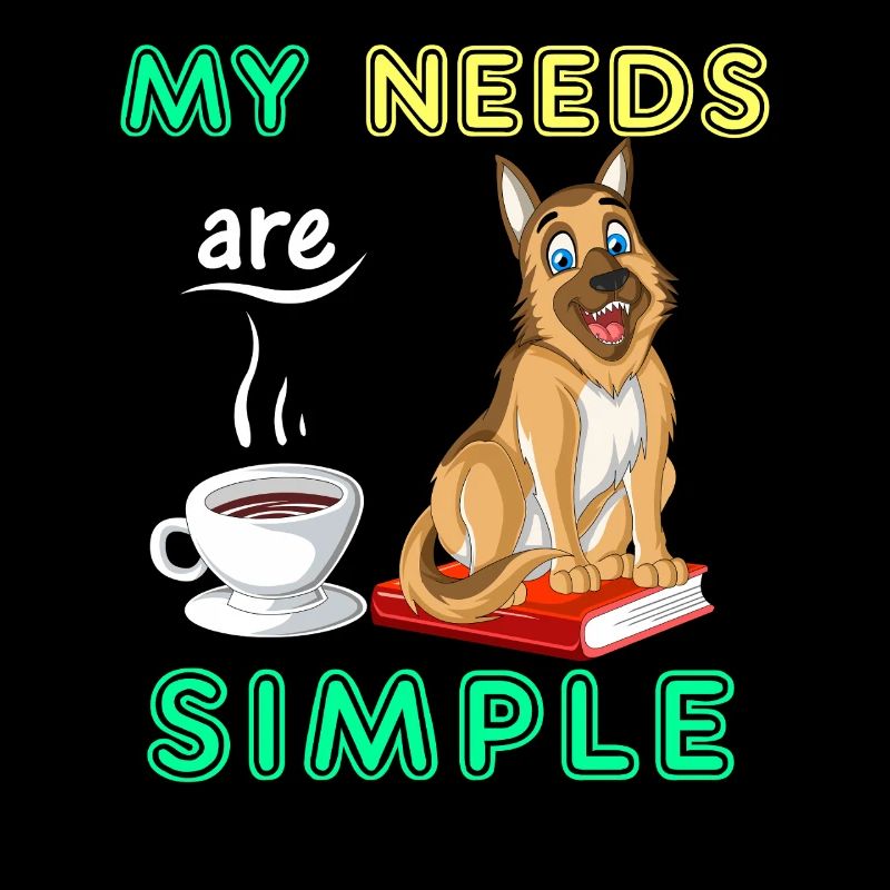 German Shepherd, Books and Coffee – Dog Lover Tee