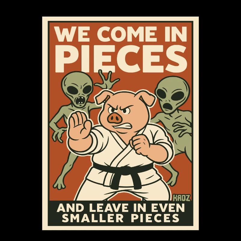 Martial Arts Pig vs Aliens Poster