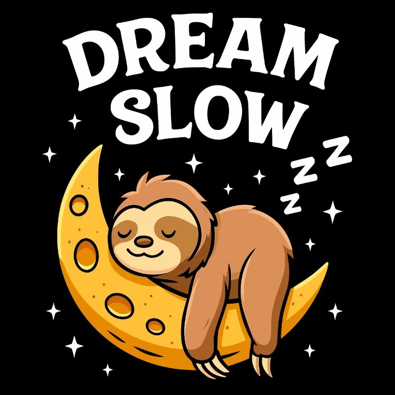 Cute sleeping sloth on moon