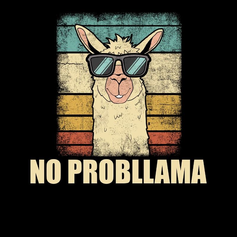 No Probllama Funny Retro Llama