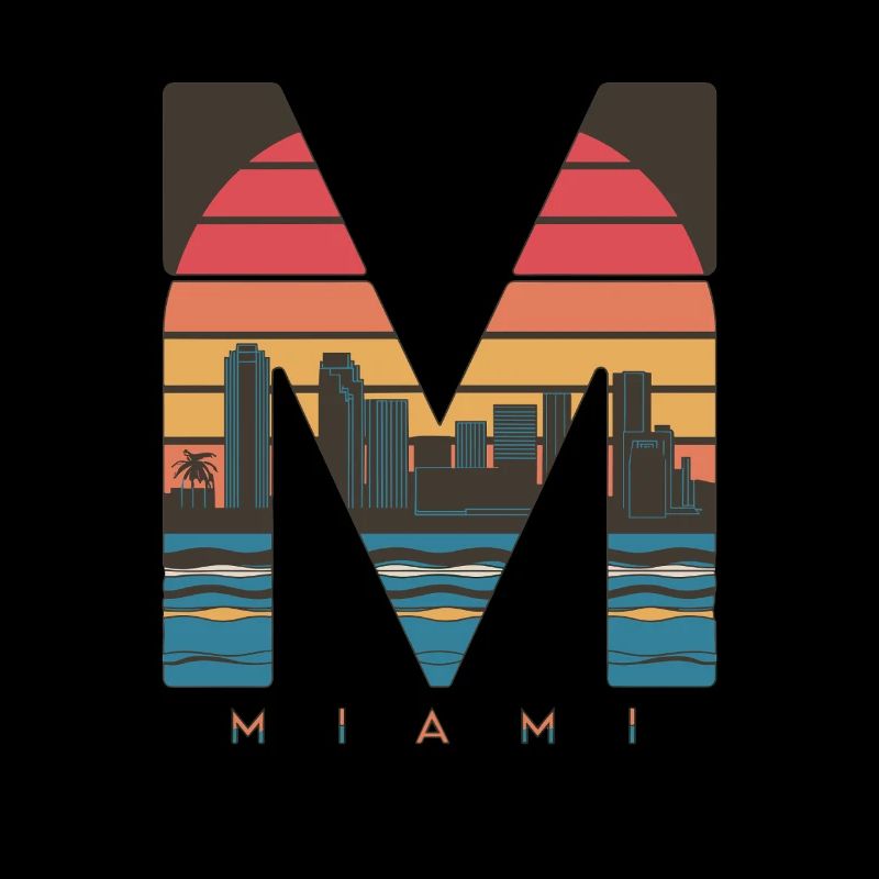 Miami Skyline Rétro Coucher de soleil Design