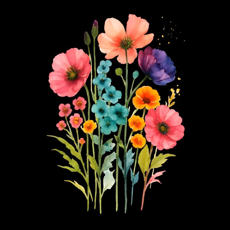 Aquarelle Fleurs Sauvages Boho