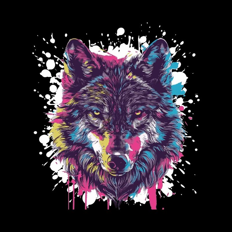 Loup Animal Éclaboussure de Couleur