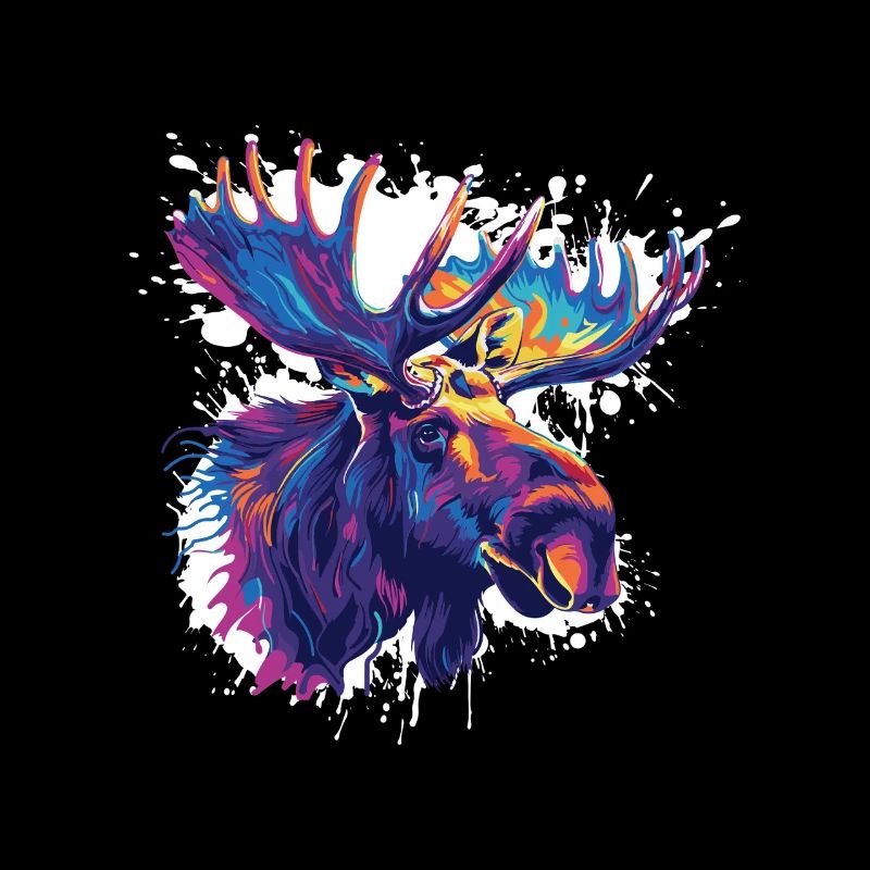 Bunter Elch Kopf Farbexplosion
