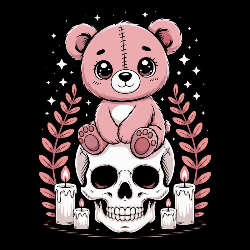 Kawaii Pastel Goth Patched Bear