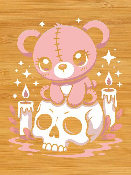 Kawaii Pastel Goth Patched Bear