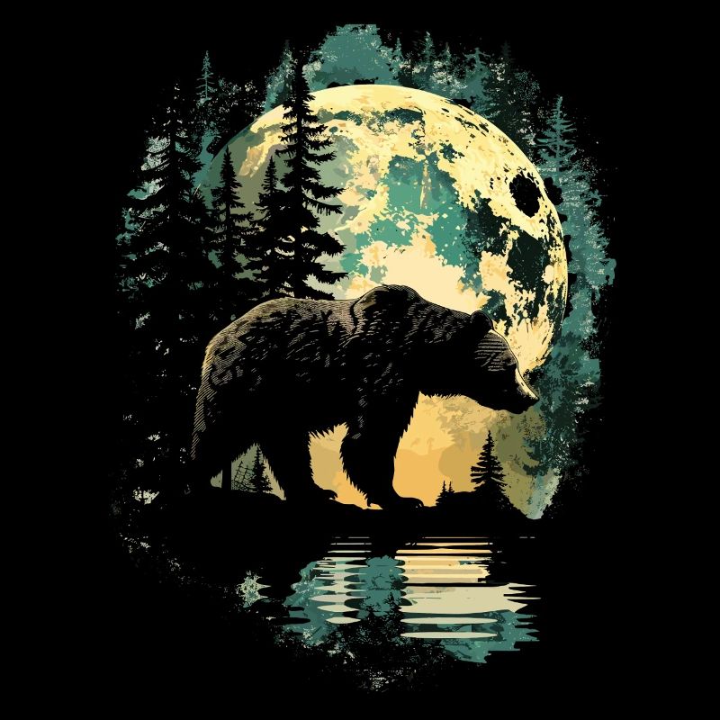 Retro Outdoor Wilderness Bear Trees