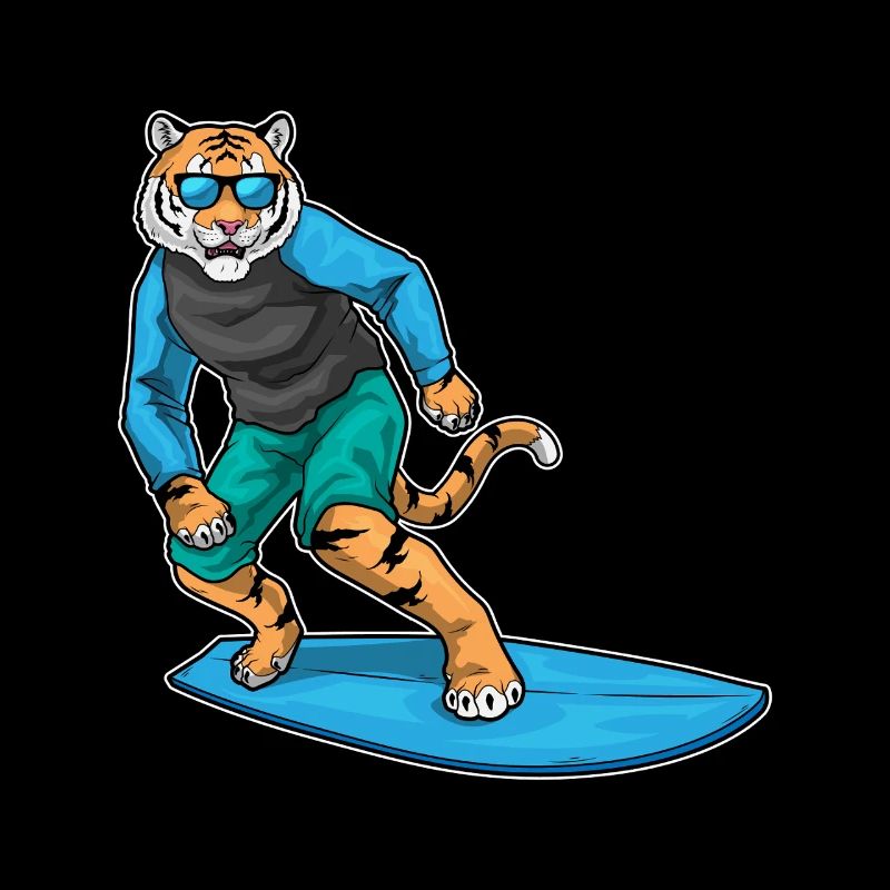 Tiger Surfing Surfboard Summer