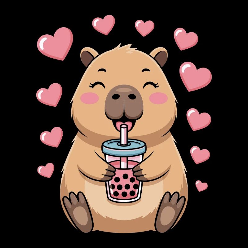 Kawaii Bubble Tee Capybara Boba Tee