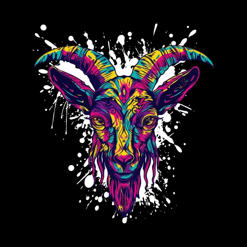 Bunter Ziegenkopf Graffiti