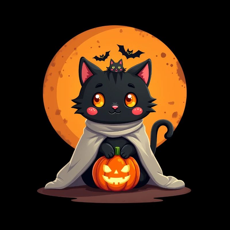 Halloween Cat with Halloween Pumpkin