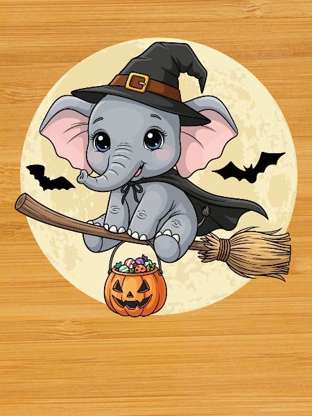 Cute Elephant Witch Halloween