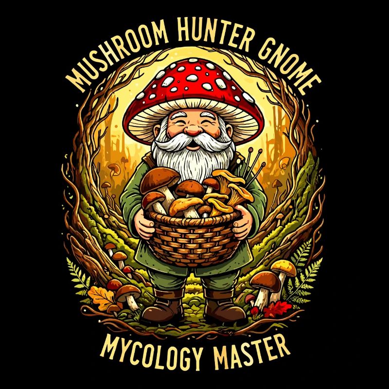Mushroom Hunter Gnome | Mushroom Picker Mycology Master