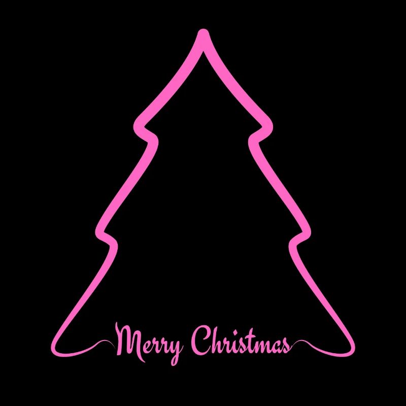 Neon Pink Christmas Tree Outline