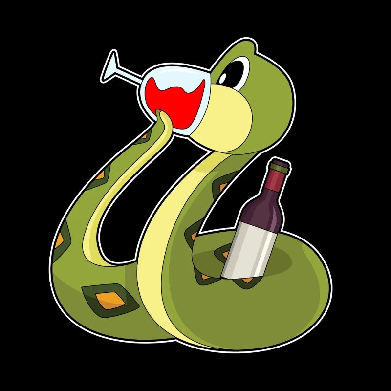 Bouteille de vin rouge serpent