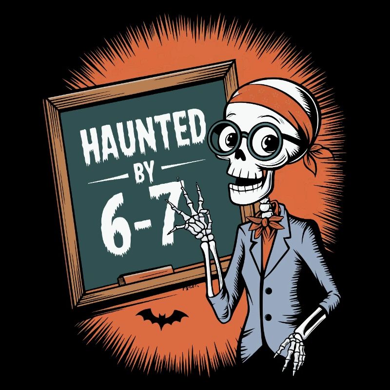 Haunted Skeleton Design with Chalkboard and Bats