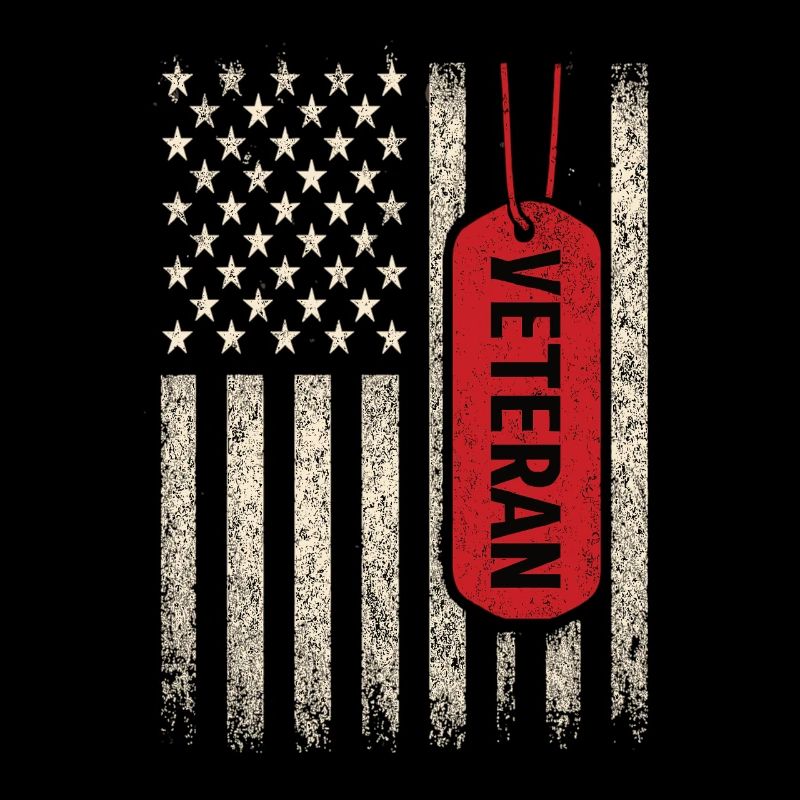 Plaque d’identité vétéran des États-Unis Drapeau Look rétro