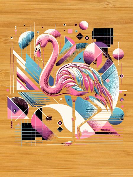 Neon Flamingo Geometric Pop 80s
