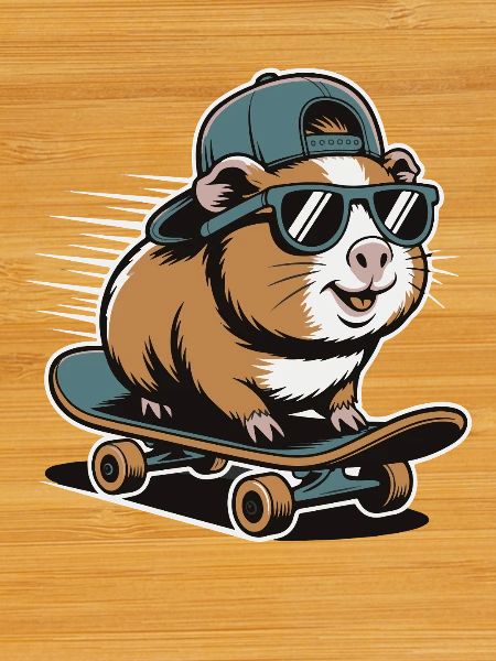 Hamster en skateboard