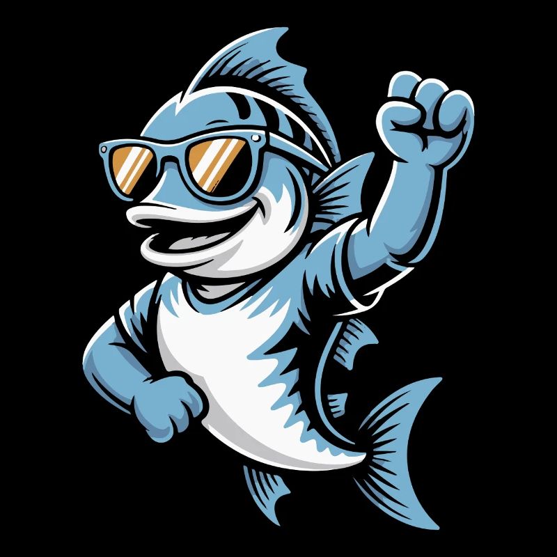 Requin avec des lunettes de soleil qui acclame