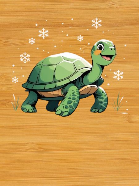 Green turtle with snowflakes